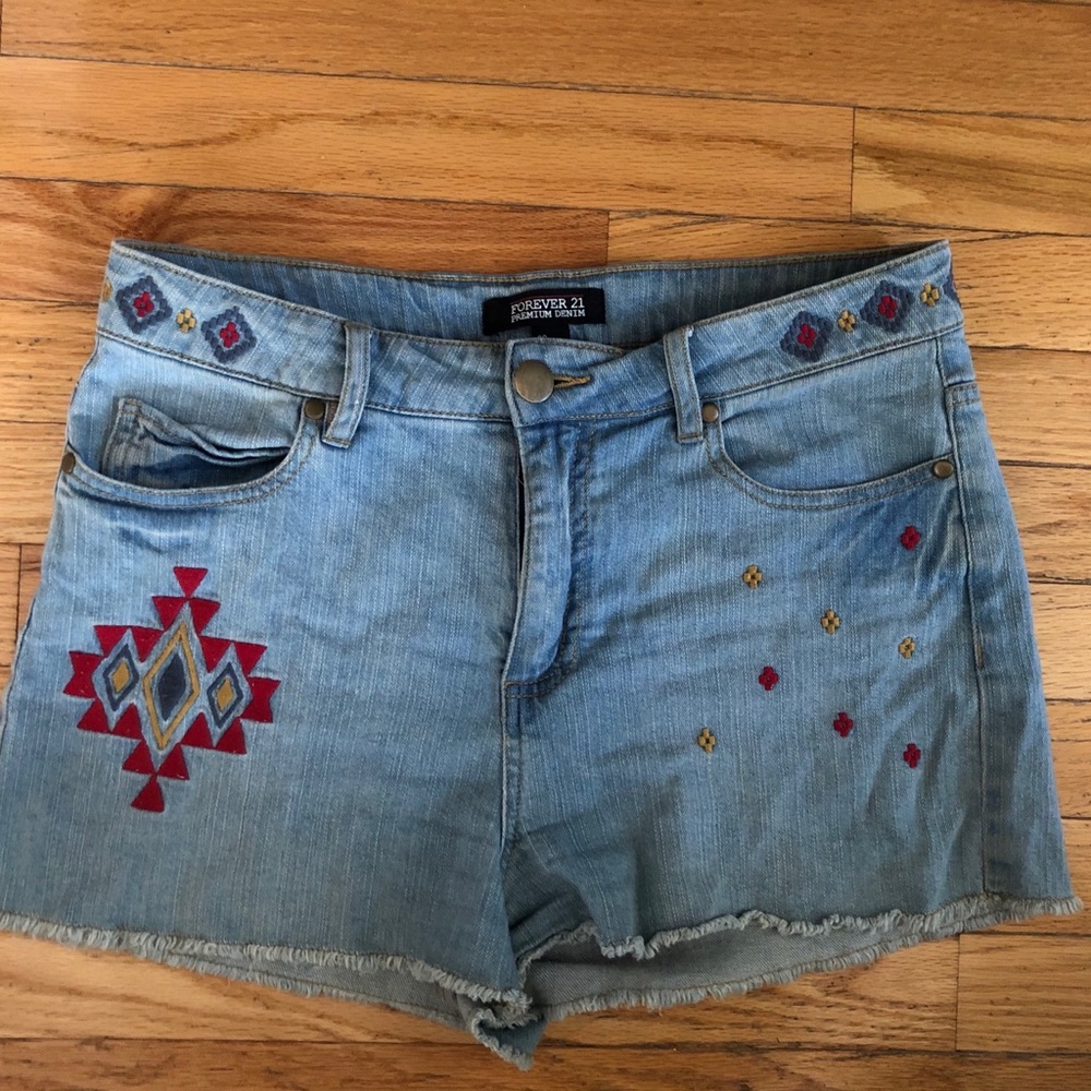 Embroidered jean cutoffs